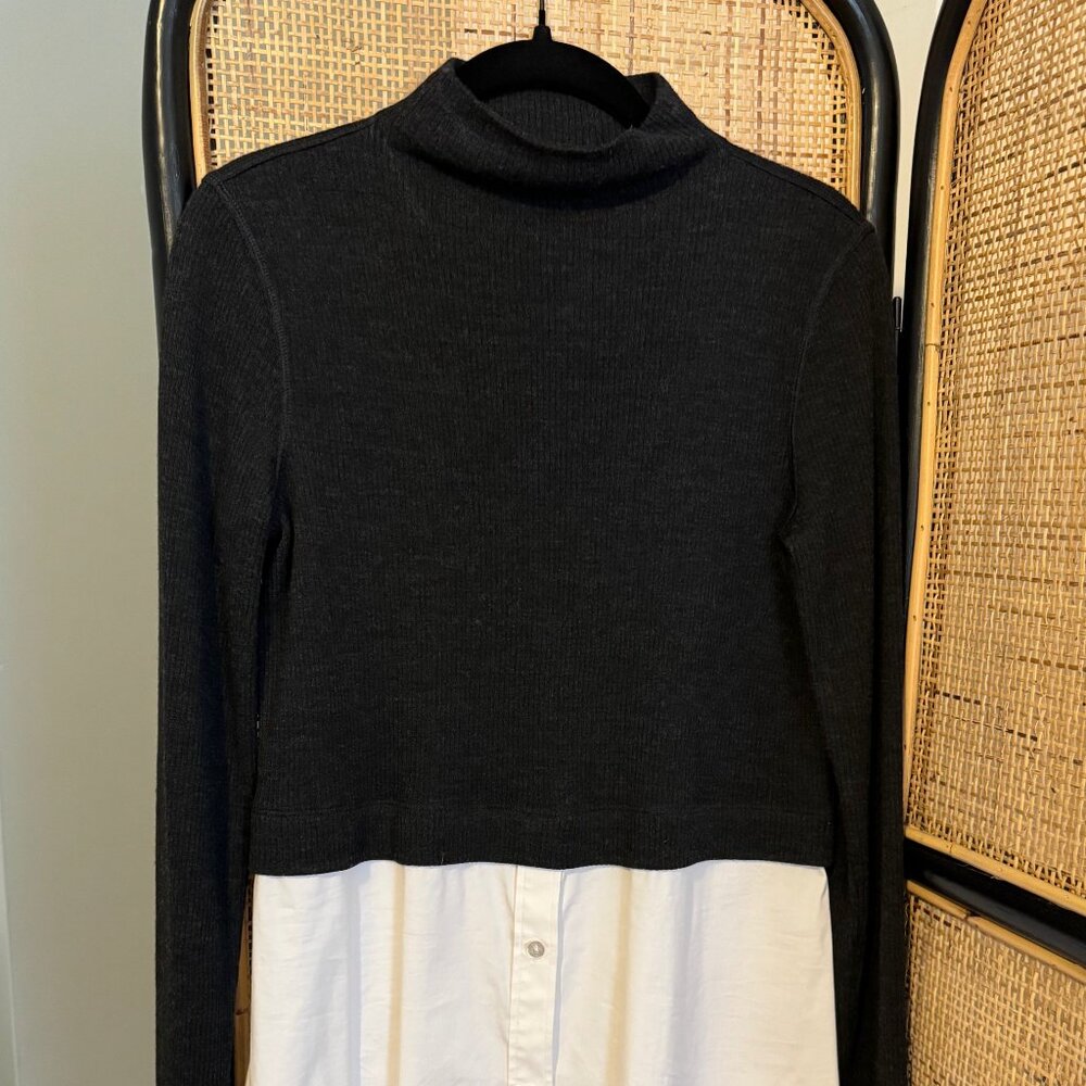 Theory Twofer Charcoal Sweater With White Button … - image 1